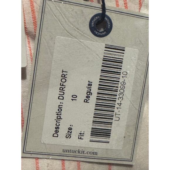 Untuckit New Durfort Cotton Tunic Blouse Top Pink Striped Long Sleeve Size 10 - Picture 8 of 8